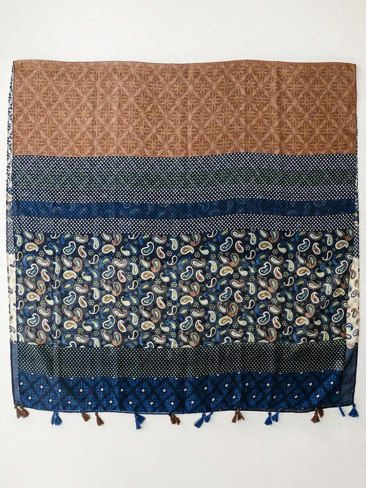 Pashmina Hakuma Mosaico Bohemio Azul y Marrón