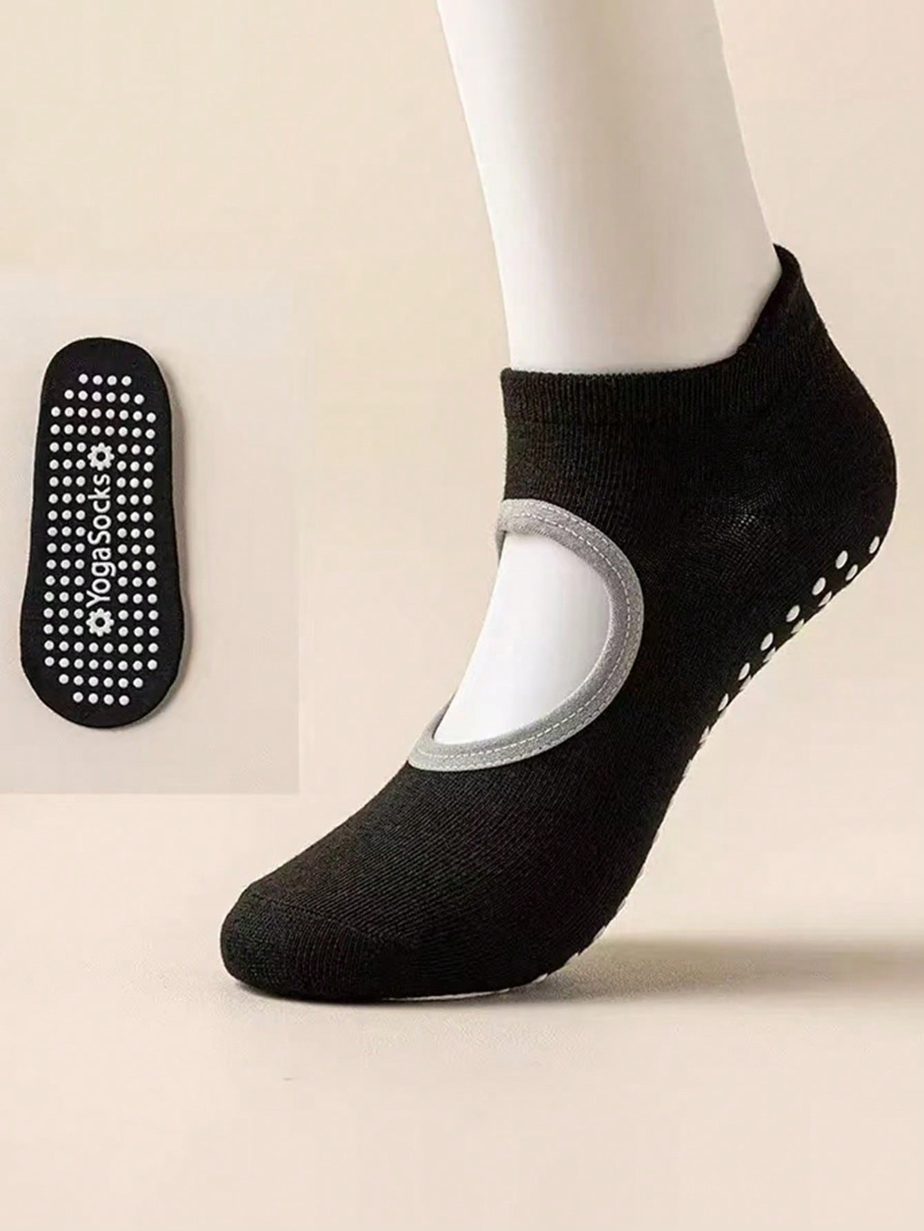 Medias Antideslizantes Hannah Negro/Gris de Yoga - Pilates - Gym