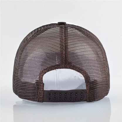 Gorra Estilo Beisbol Snapback Malla con bordado de Motocicleta - Marrón