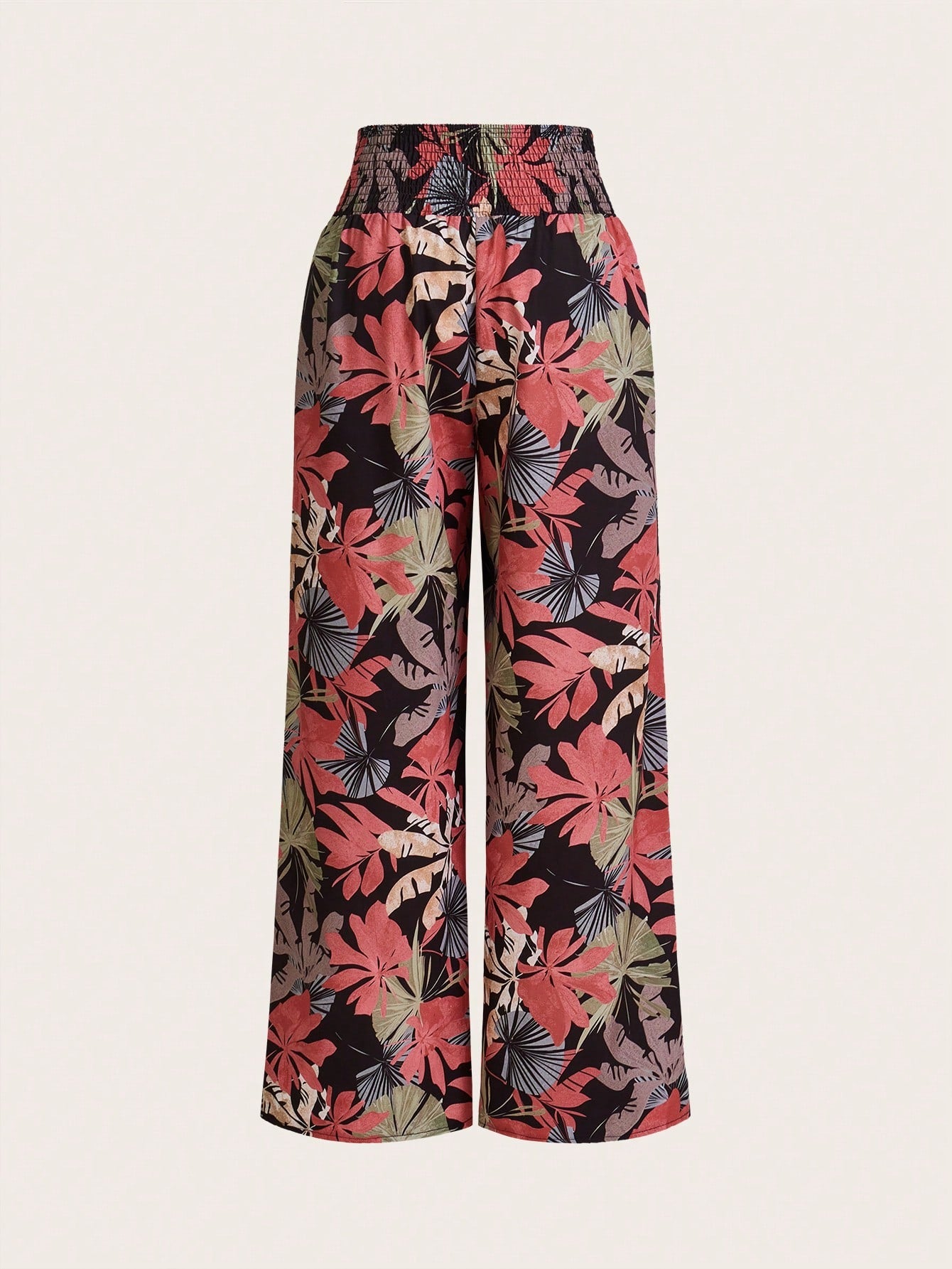 Pantalon Kiara con Estampado de Hojas Multicolor - Talla M