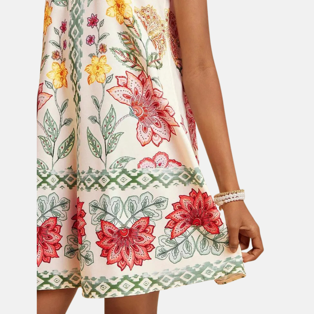 Vestido Liv Floreado en Tonos Cálidos – Talla M