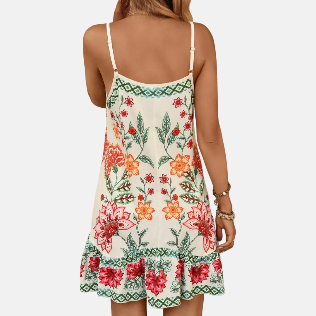 Vestido Liv Floreado en Tonos Cálidos – Talla M