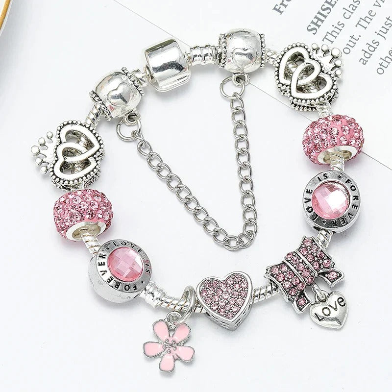 Pulsera Charm Modelo Love Rosa Para Niña