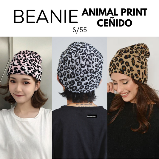 Beanie Animal Print Ceñido