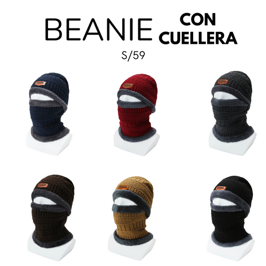 Beanie con Cuellera y Forro Acolchado