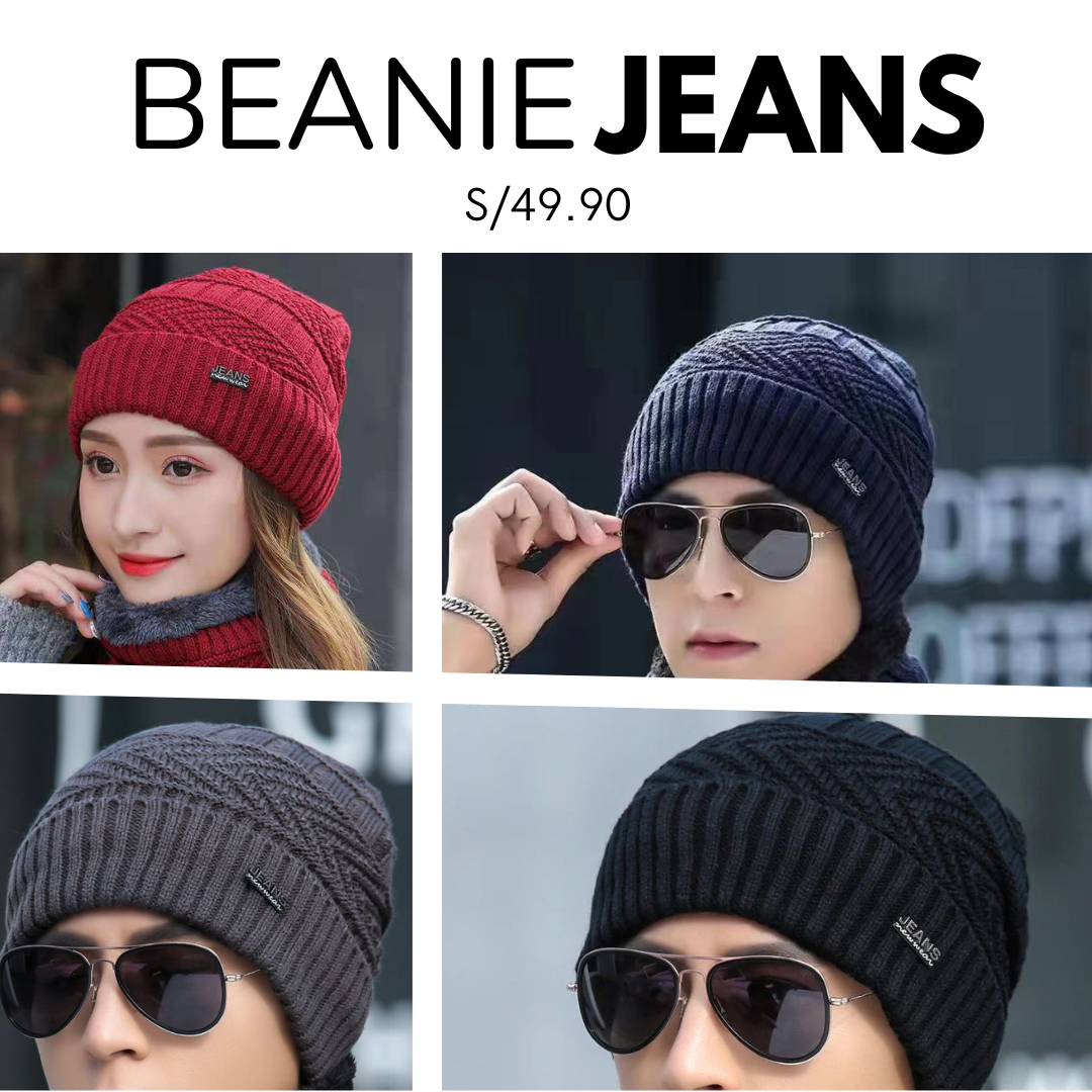 Beanie Gorro Chullo Jeans con forro interior