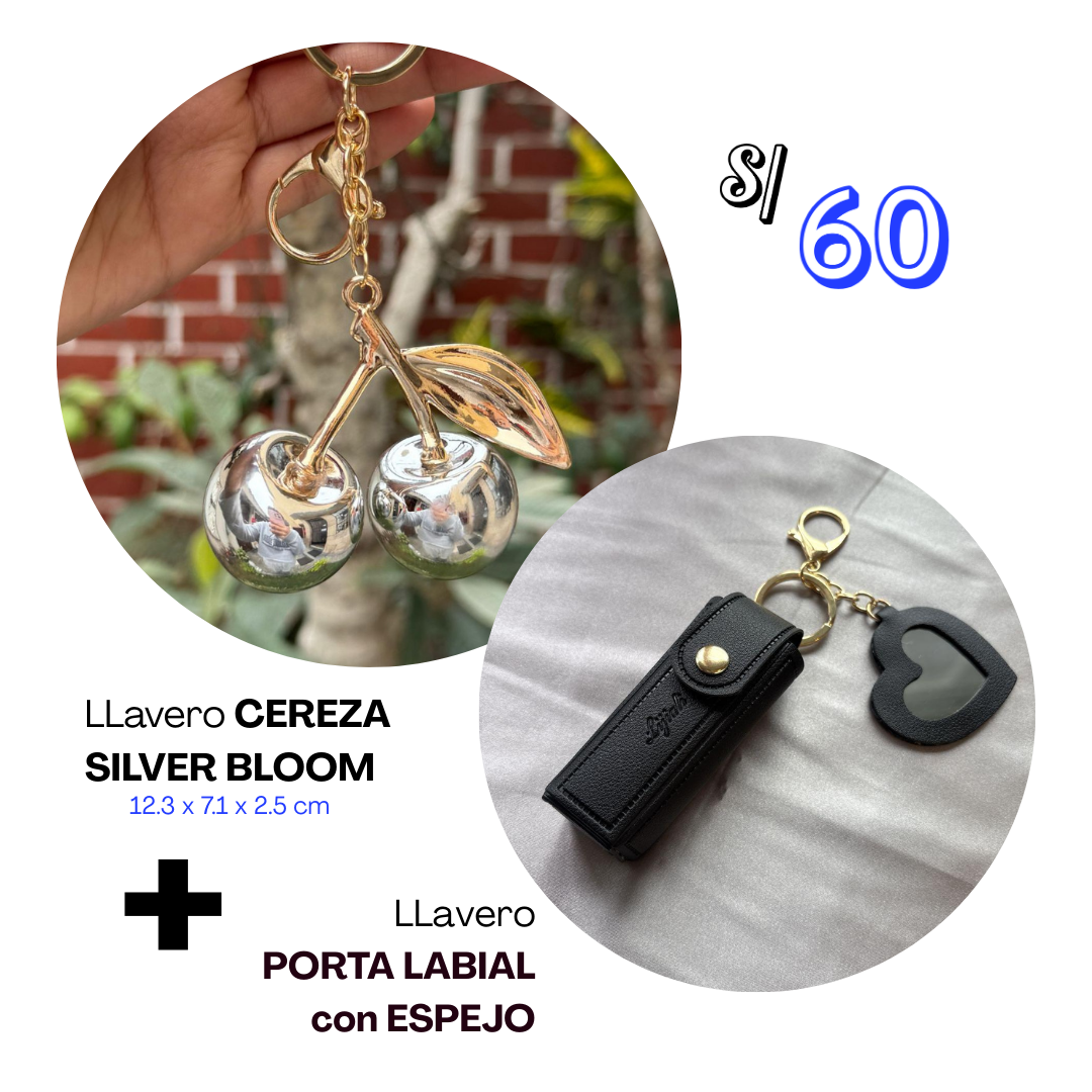 Llaveros Dúo Funcional y Chic: Cereza + Porta Labial