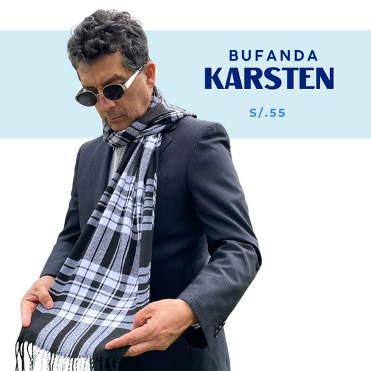 Bufanda de líneas Karsten para hombre | Negro con blanco