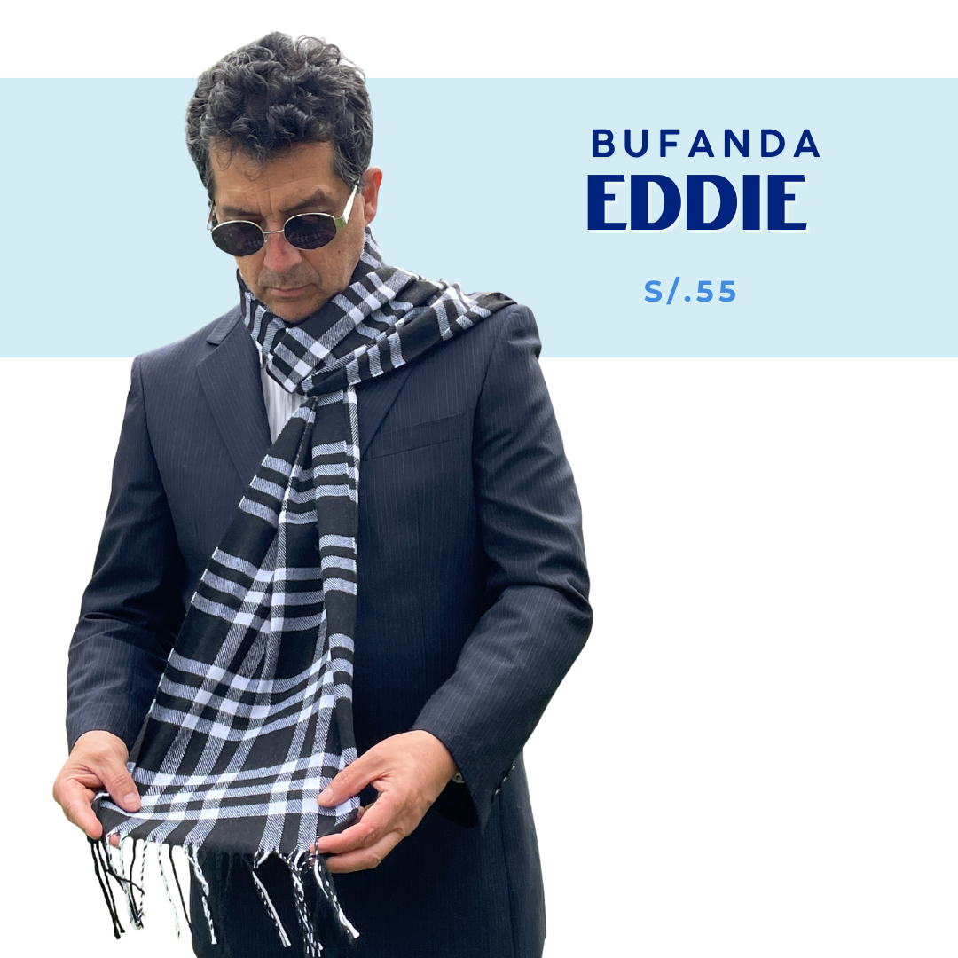 Bufanda a rayas Eddie para hombre | Negro