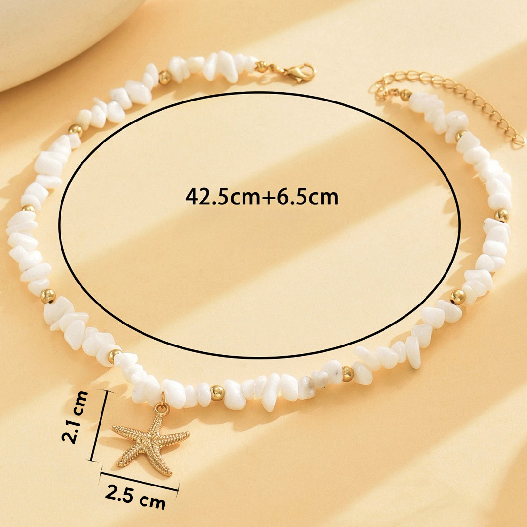 Collar Estrella Marina Dorada | Blanco