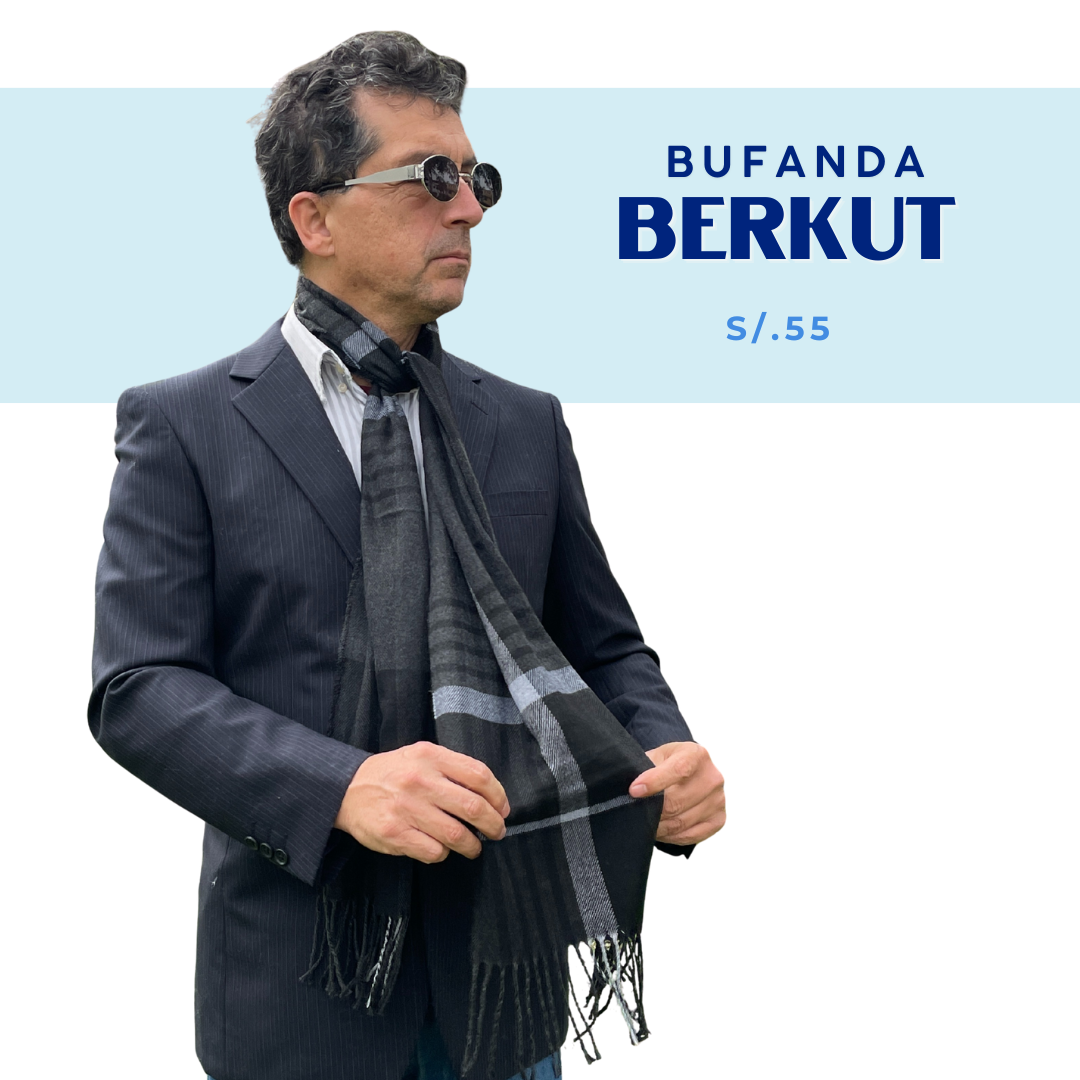 Bufanda Berkut con diseño de lineas grises para hombre