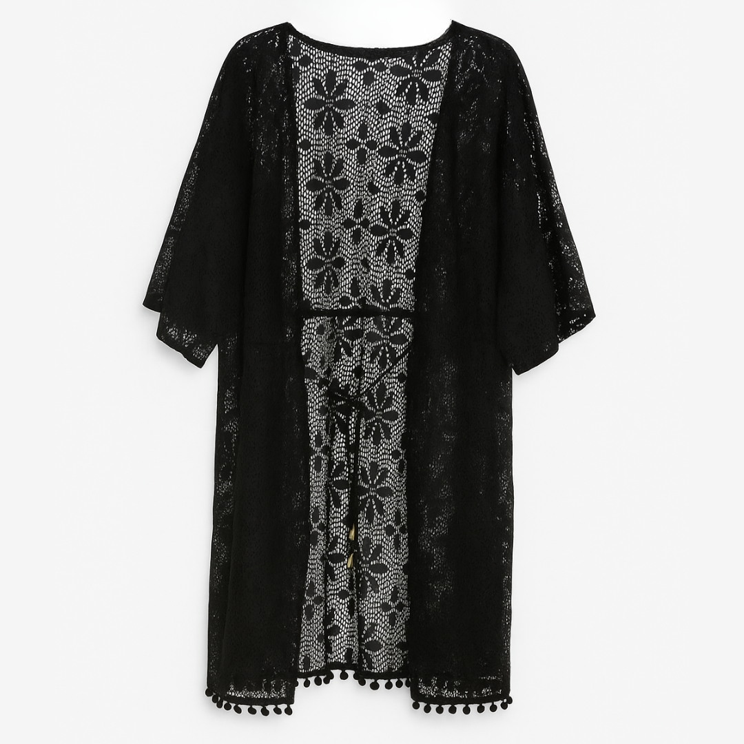 Kimono Salida de Playa Belinda Negro - Talla L
