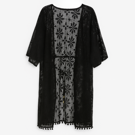 Kimono Salida de Playa Belinda Negro - Talla L