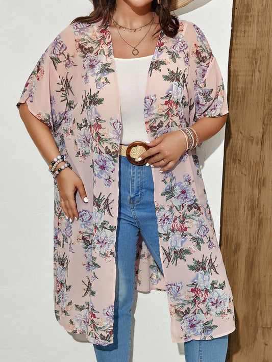 Kimono Maritza rosado largo Capa mujer - Talla XL