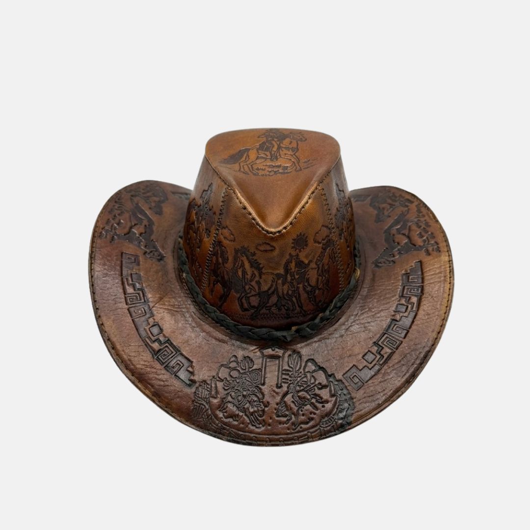 Sombrero Bernardo Vaquero de Cuero con Diseño