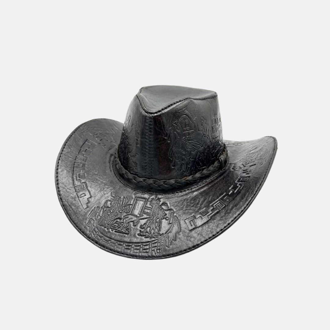 Sombrero Bernardo Vaquero de Cuero con Diseño