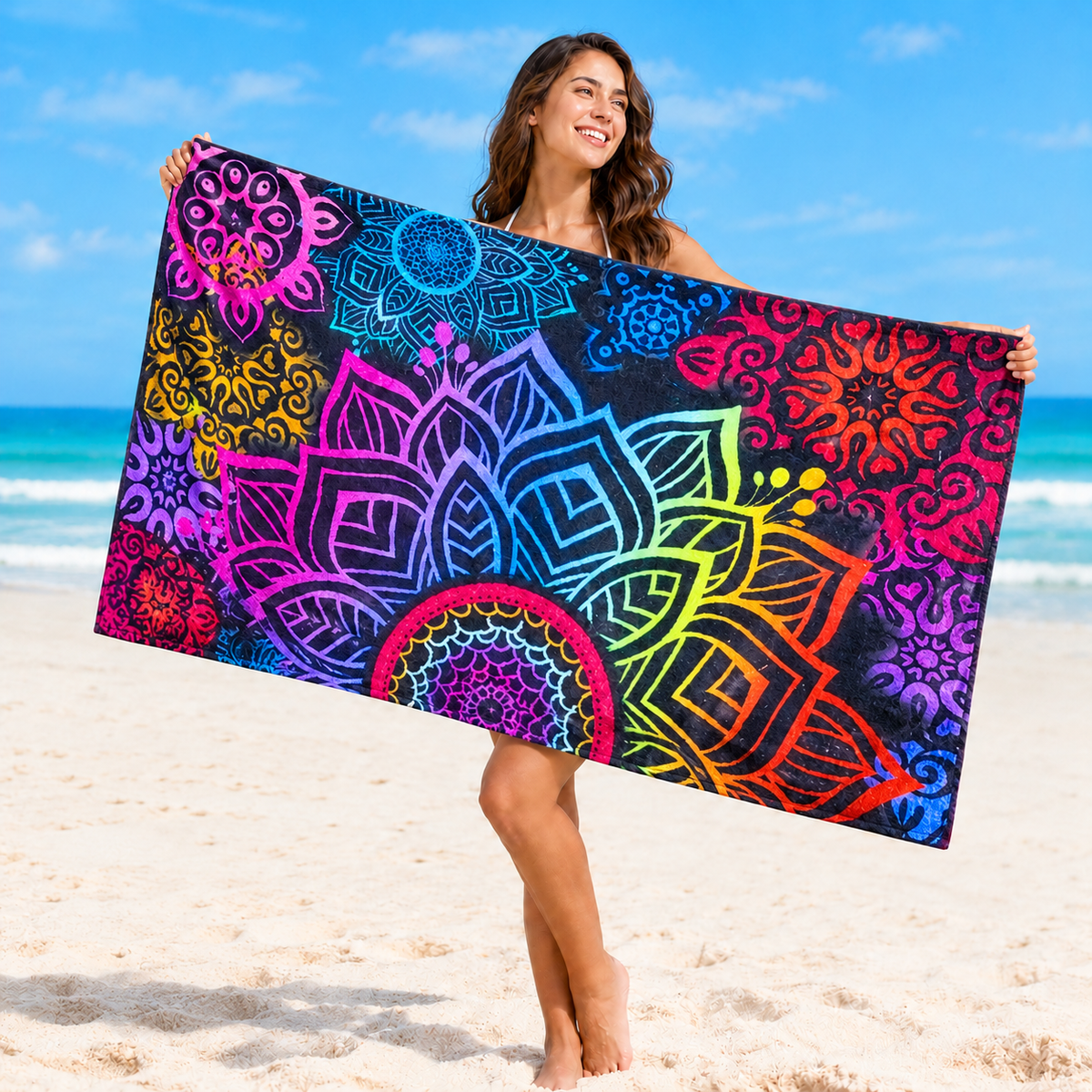 Toalla de Microfibra para Playa 150 x 70 cm Diseños Étnicos y Mandalas