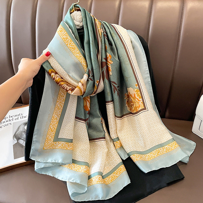 Pashmina Marion con Diseño Floreado - Tonos Verdes