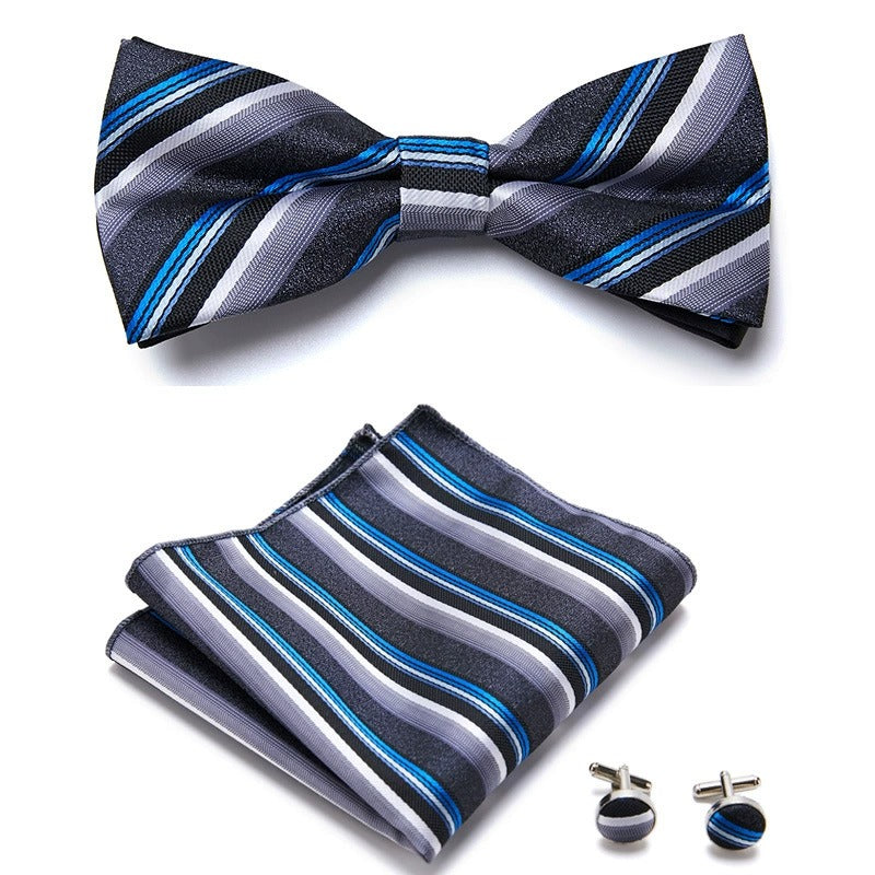 Set de corbata michi jacquard con pañuelo y gemelos