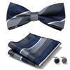 Set de corbata michi jacquard con pañuelo y gemelos