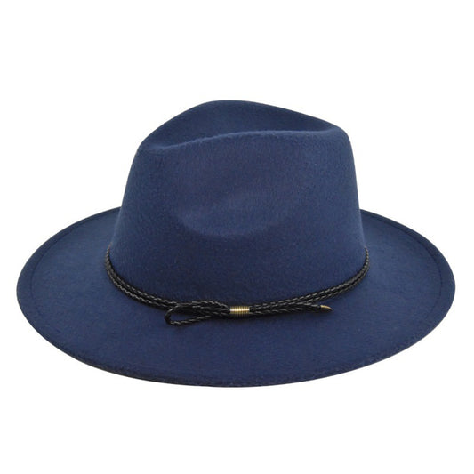 Sombrero Vaquero Unisex de Pana Azul Cordon trenzado - 59cm