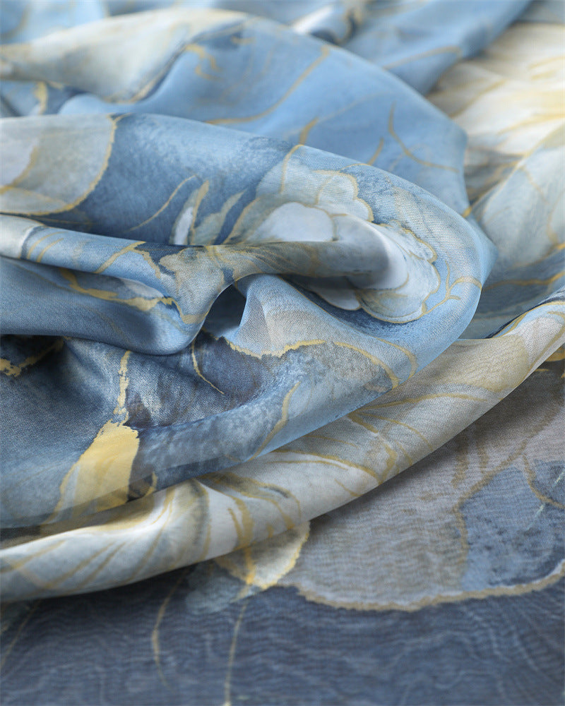 Pashmina Atlantis con Diseño Floreado - Tonos Azules