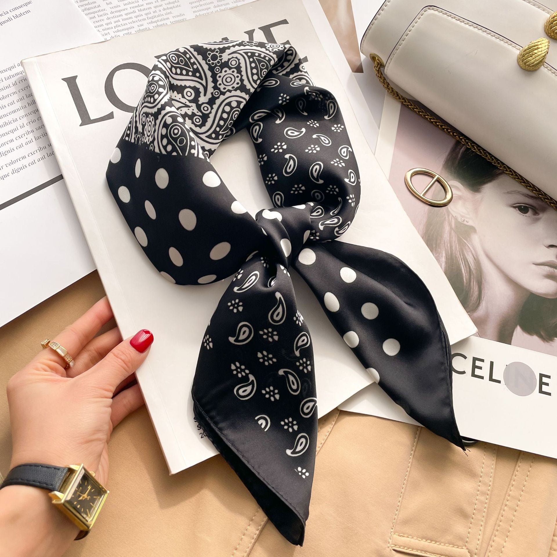 Pañoleta Bandana Pañuelo Marquise de 70x70cm | Negro