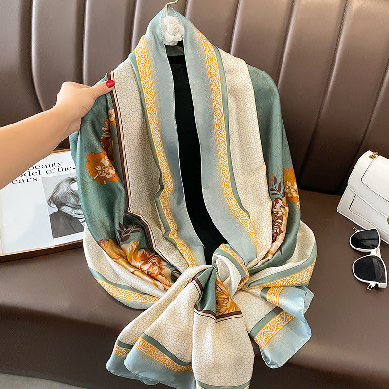 Pashmina Marion con Diseño Floreado - Tonos Verdes