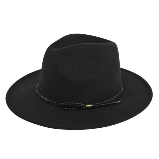 Sombrero Vaquero Unisex de Pana Negro Cordon trenzado - 59cm