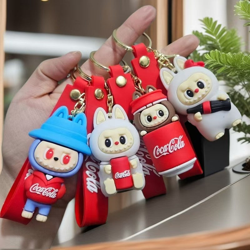 Llavero Mini Labubu 7 cm Coca Cola Edición Limitada - Unidad y Packx2