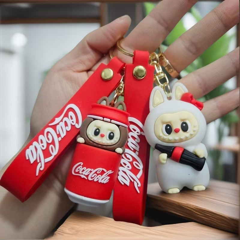 Llavero Mini Labubu 7 cm Coca Cola Edición Limitada - Unidad y Packx2