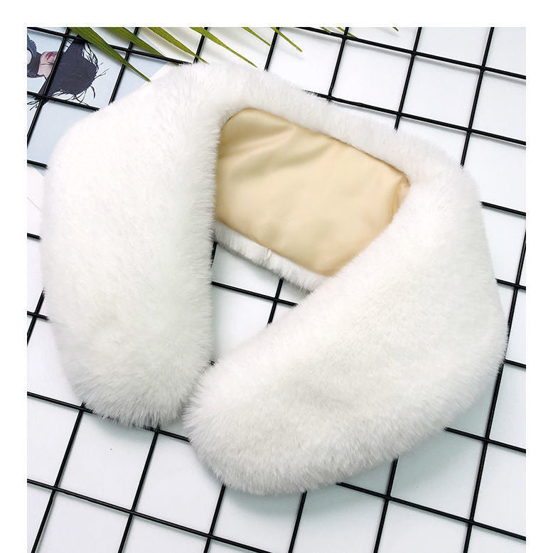 Cuello de Felpa para Mujer - calentador de cuello blanco