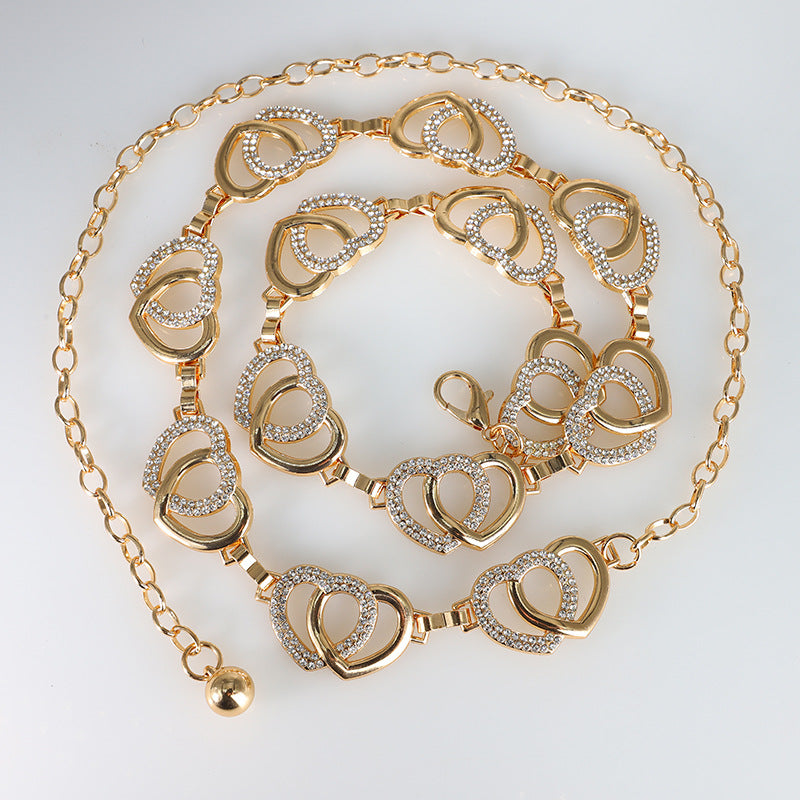 Correa Amoria con corazones brillantes | Dorado