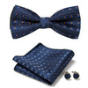 Set de corbata michi jacquard con pañuelo y gemelos
