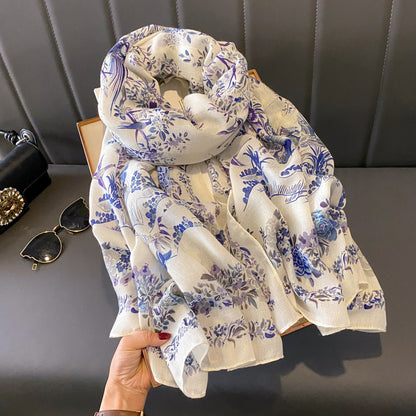 Pashmina Lotto con Diseño Floreado - Tonos Morados