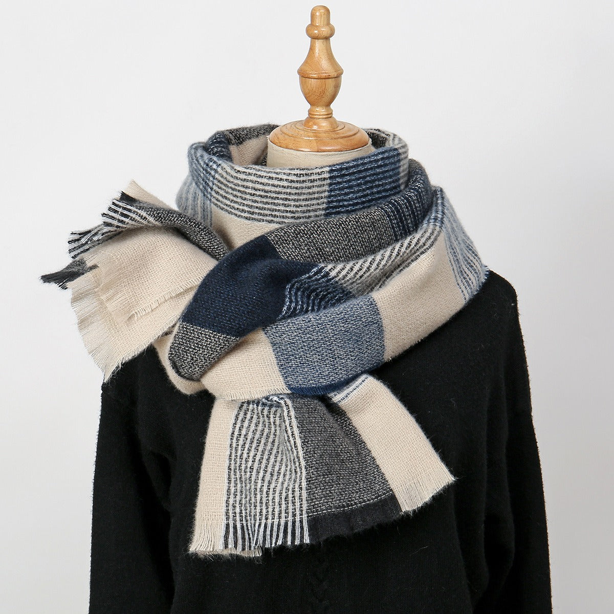Bufanda Piper Unisex a cuadros | Celeste