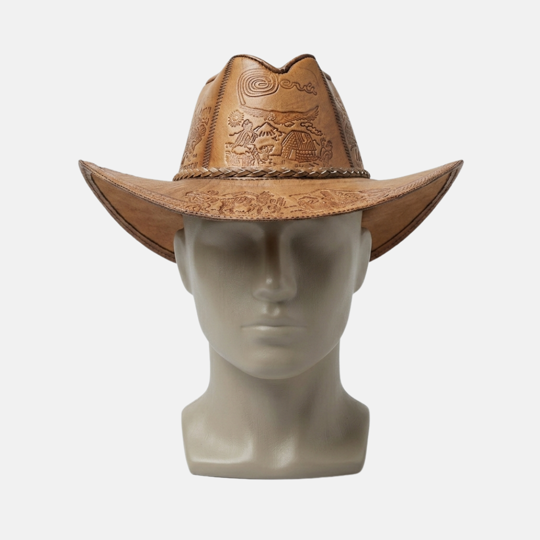 Sombrero Pirú Vaquero de Cuero con Diseño