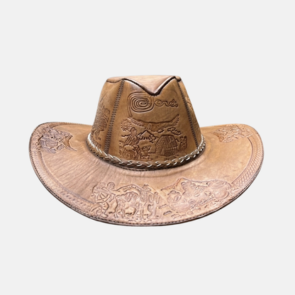Sombrero Pirú Vaquero de Cuero con Diseño