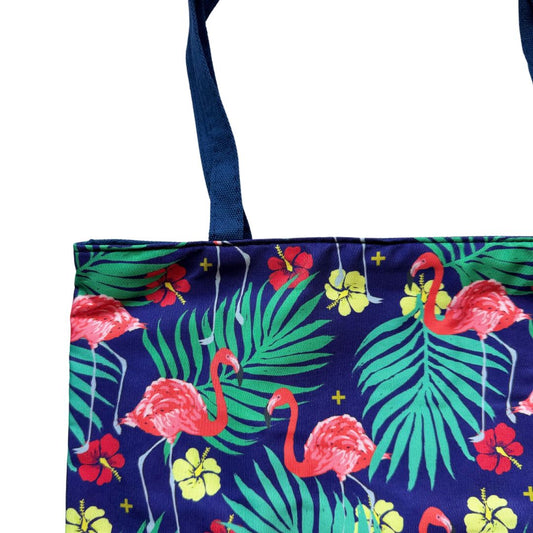 Bolso cartera verano Peacock estampado de flamencos y hojas - azul