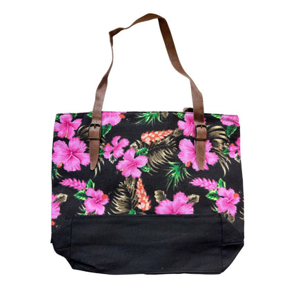 Bolso cartera verano Hibiscus estampado floral - Negro