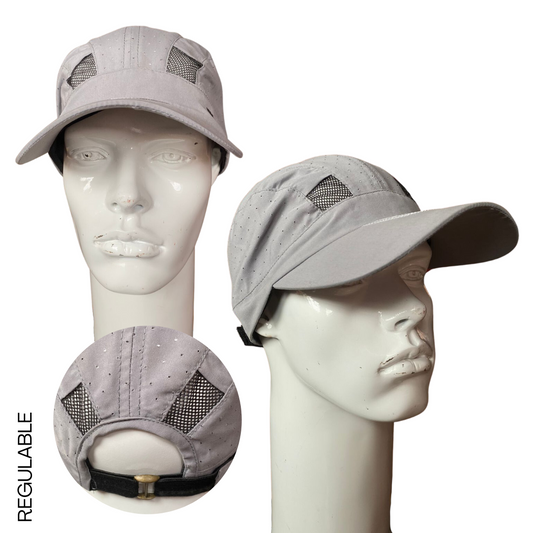 Gorra Deportiva Estilo Beisbol con  detalles de Malla - Gris