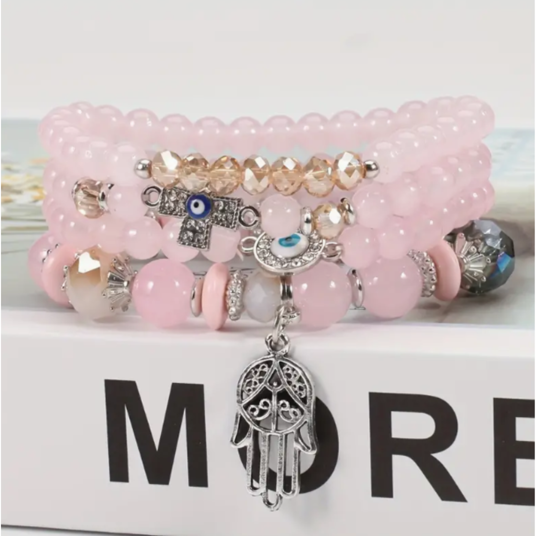 Pulsera Palma Mujer (Pack 4 Unidades) - Rosado