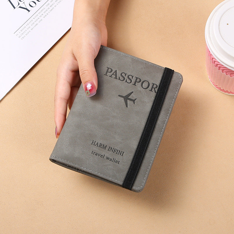 Porta Pasaporte de cuero Gris RFID BLOCKING - Travel Wallet