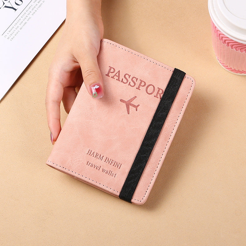 Porta Pasaporte de cuero Rosado RFID BLOCKING - Travel Wallet