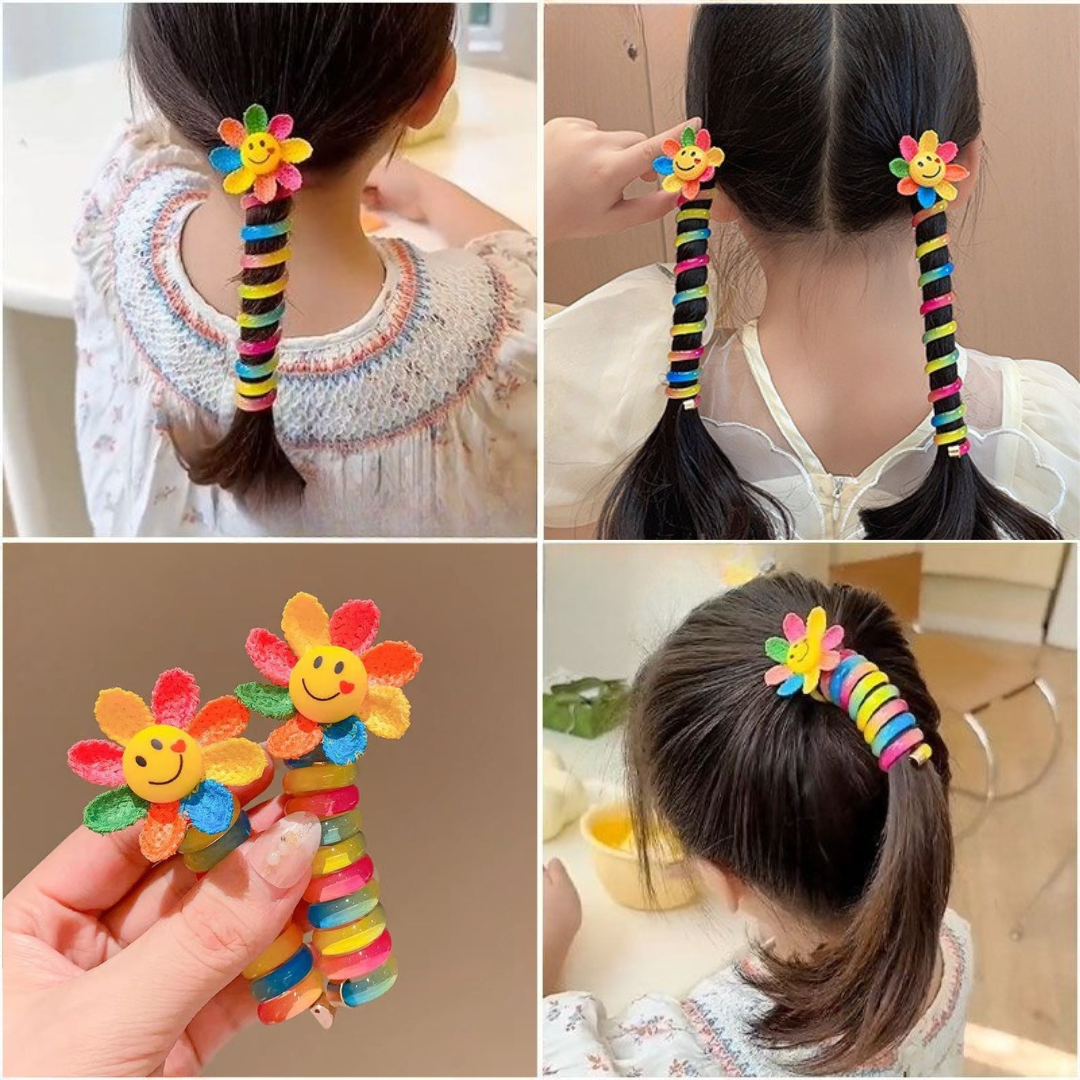 Pack x2 Colets Goldilocks de niñas con flor para peinados coloridos y divertidos