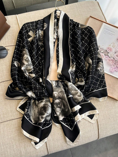 Pashmina Satinada Rosalia de Seda diseño floral