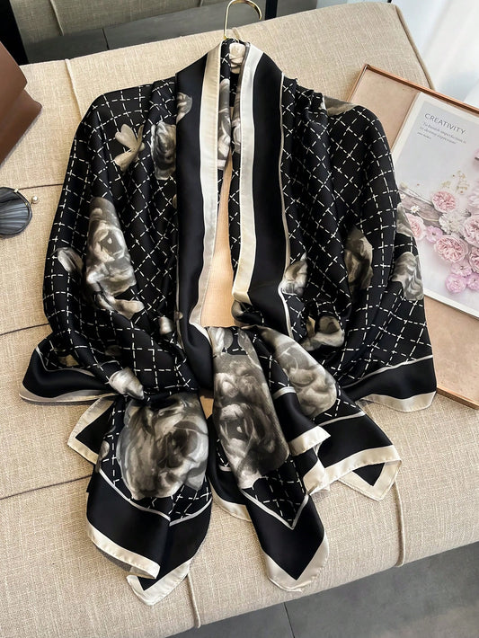 Pashmina Satinada Rosalia de Seda diseño floral