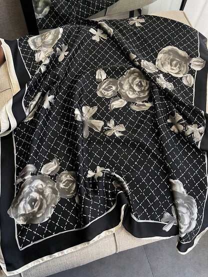 Pashmina Satinada Rosalia de Seda diseño floral