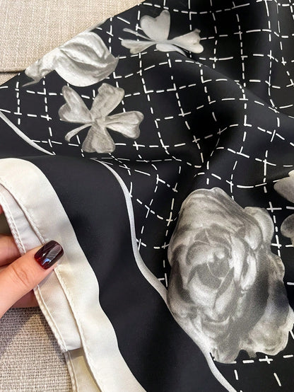 Pashmina Satinada Rosalia de Seda diseño floral