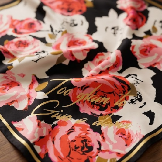 Pañoleta Bandana Pañuelo Rose Glam de 70x70 cm